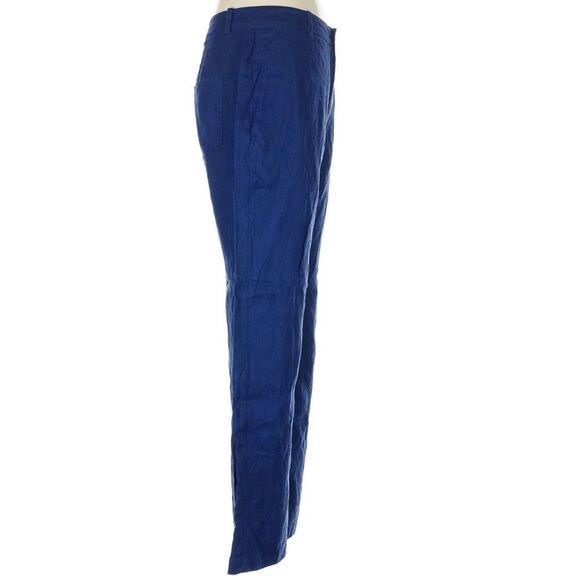 Reformation Freddie Pant Blue Wide Leg Navy Blue Linen Flax High Rise Trousers - Picture 4 of 7